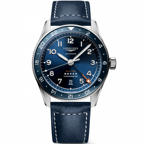 ❣️蘭❣️ Longines Spirit Zulu Time Blue Dial Leather Strap 42mm | New