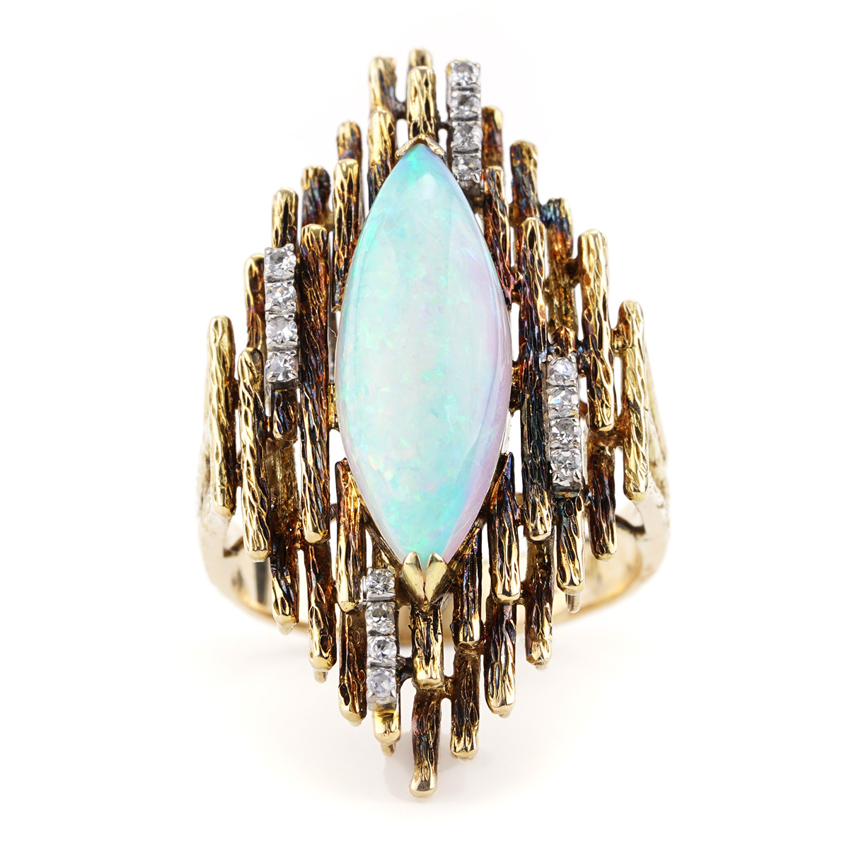 Vintage Style Marquise Opal Ring in Yellow Gold | New York