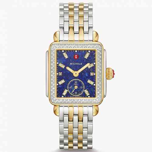 Michele Deco Mid Lapis Diamond Dial Two Tone Bracelet New York