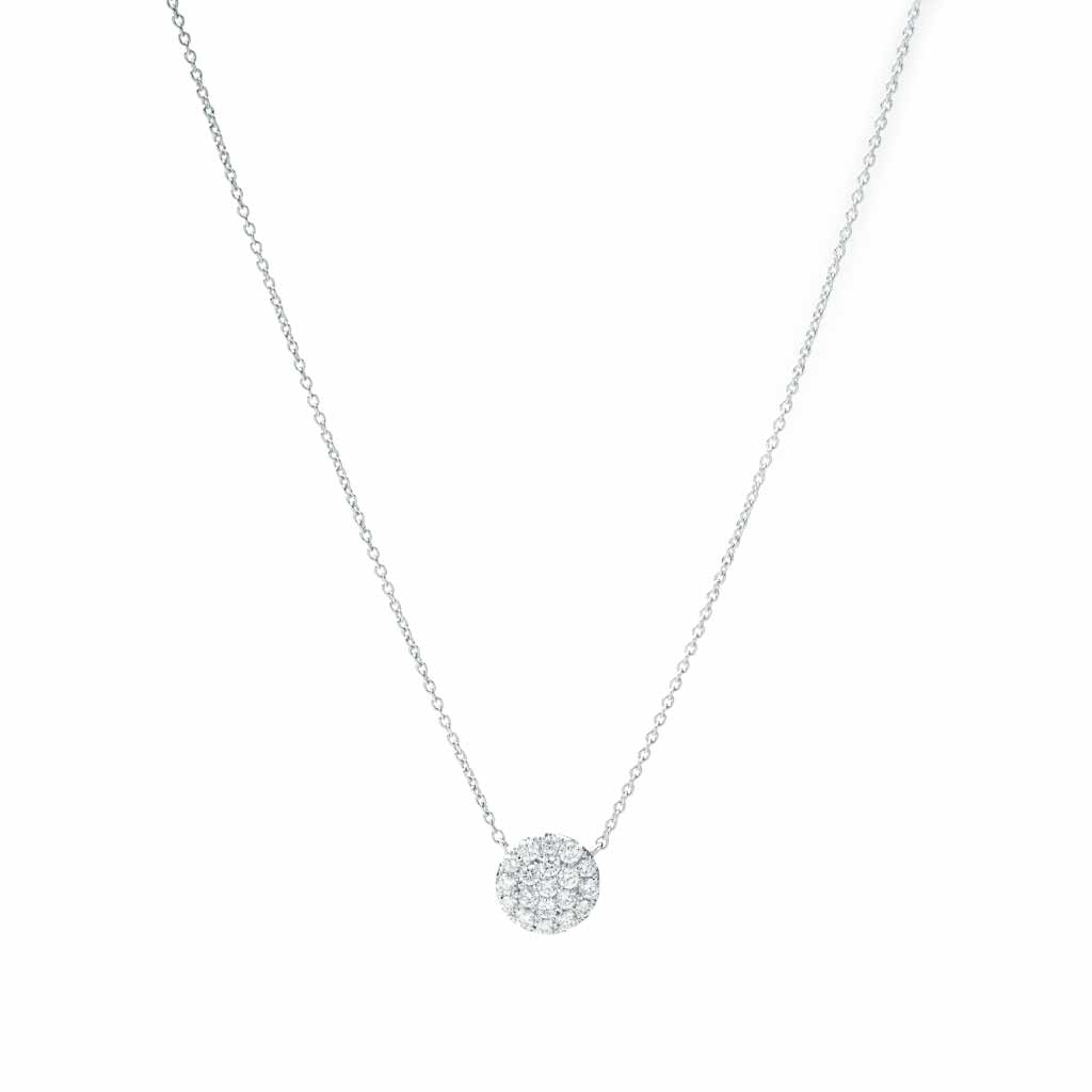 Small Pave Diamond Cluster Pendant in White Gold | New York Jewelers ...
