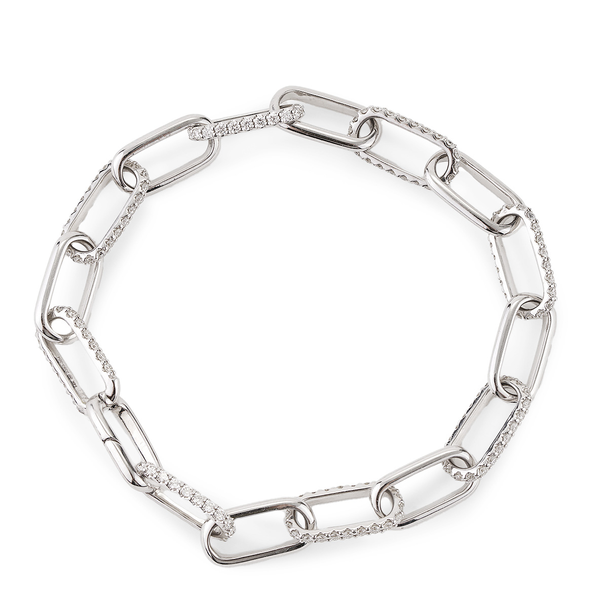 1.62 CTTW Diamond Link Oval Shapes Bracelet in White Gold