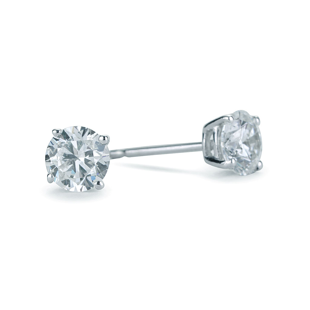 0.80 cttw Round 4 Prong Style Diamond Stud Earrings | New York Jewelers ...
