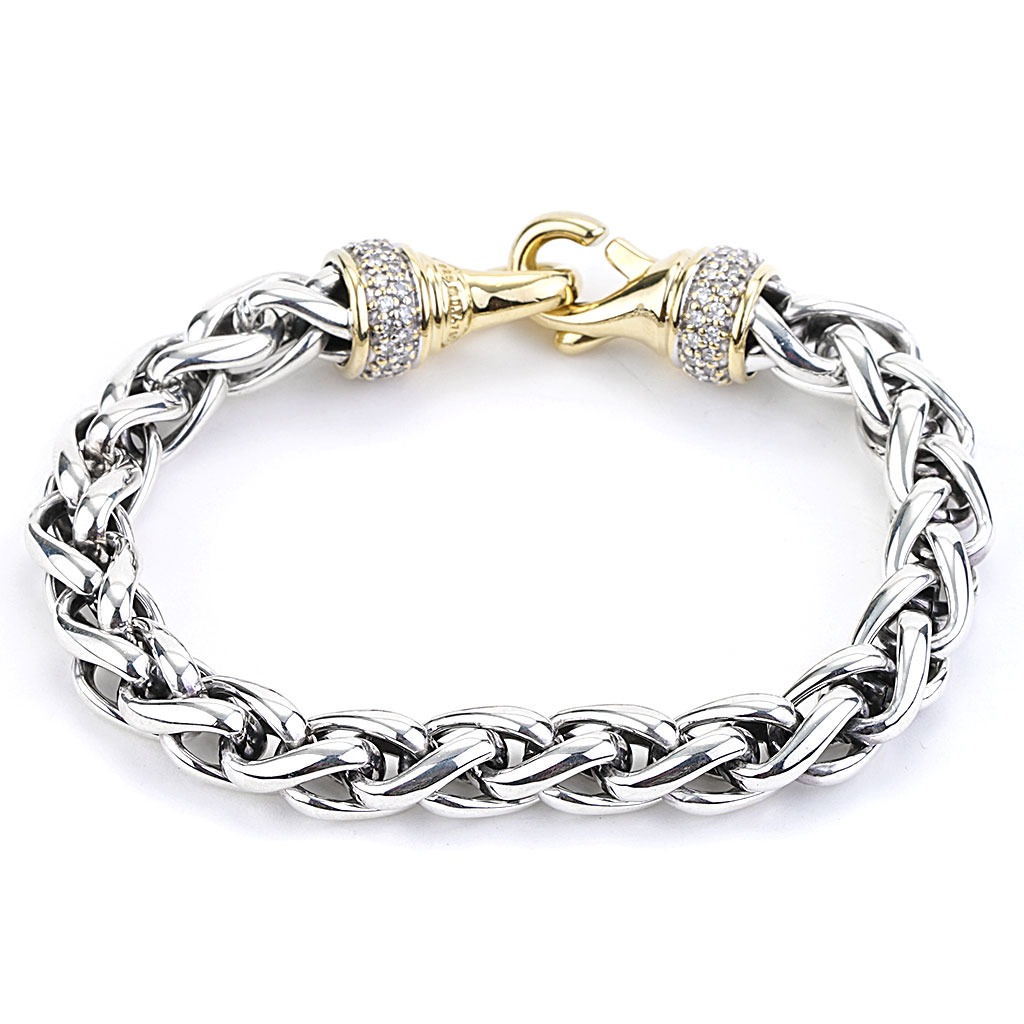 David Yurman Cable Bracelet with Gold Dome and Diamonds 192740001581  Gary  Michaels Fine Jewelry