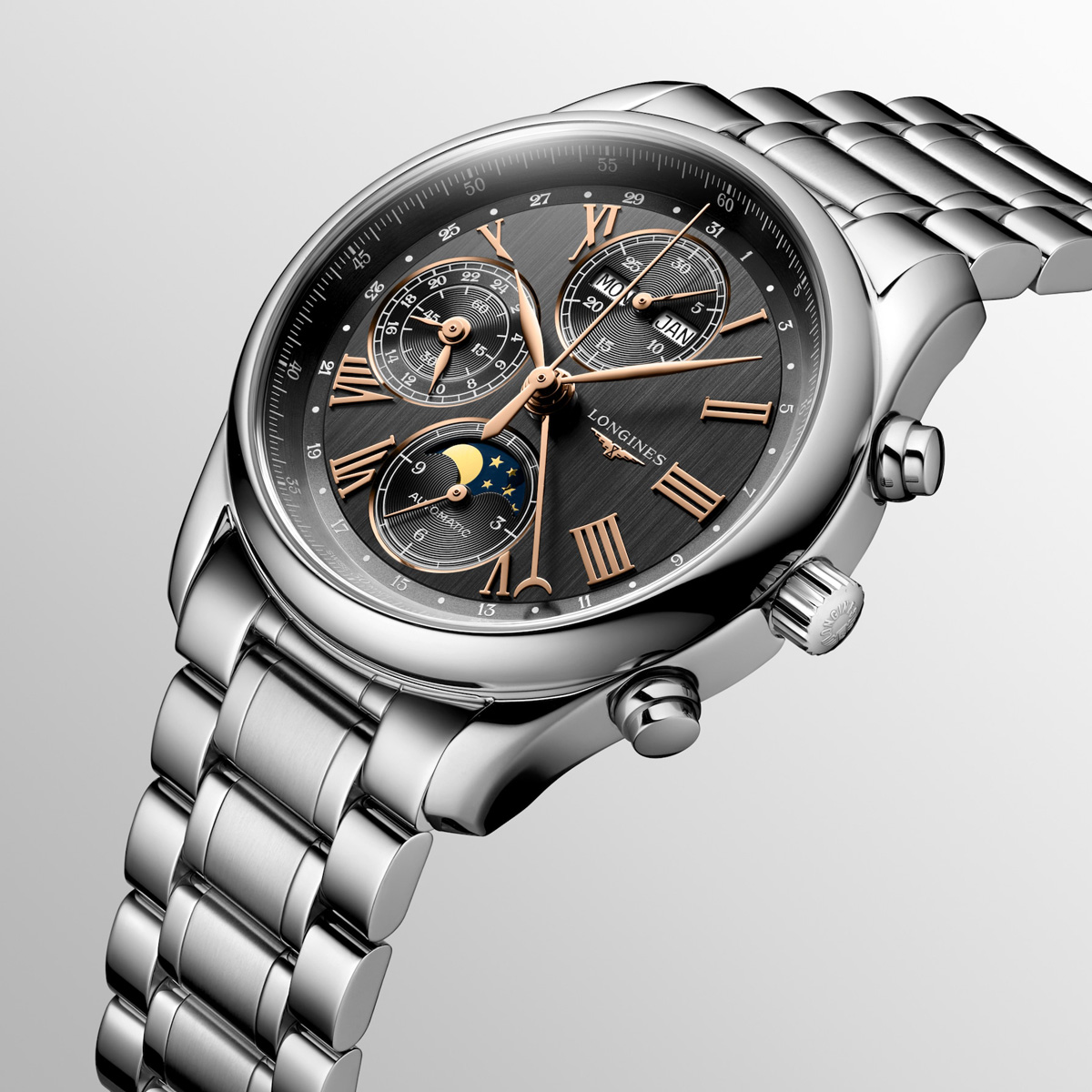 Longines Master Collection Triple Date Moon Phase Chrono Grey Dial