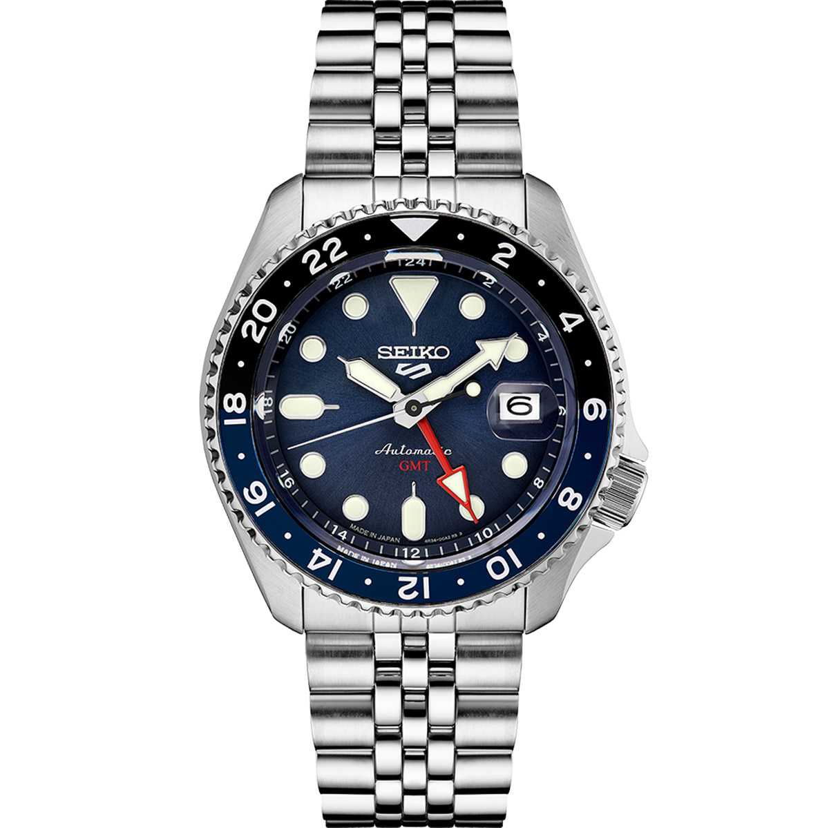 Seiko 5 Sports SKX GMT Series Black/Blue Bezel Stainless Band | New York  Jewelers Chicago
