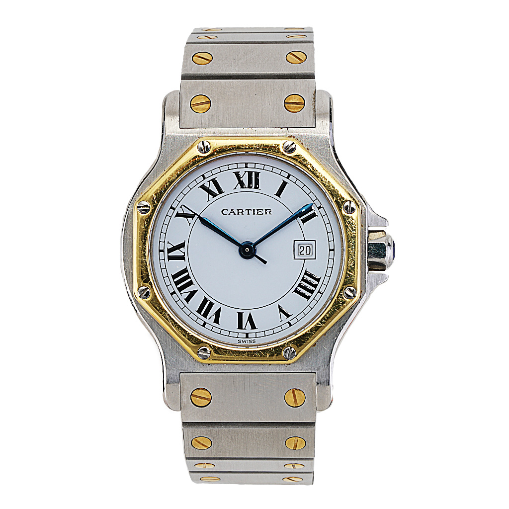 Cartier Santos Octagon Two Tone 18k Yellow Gold and Stainless Steel ...