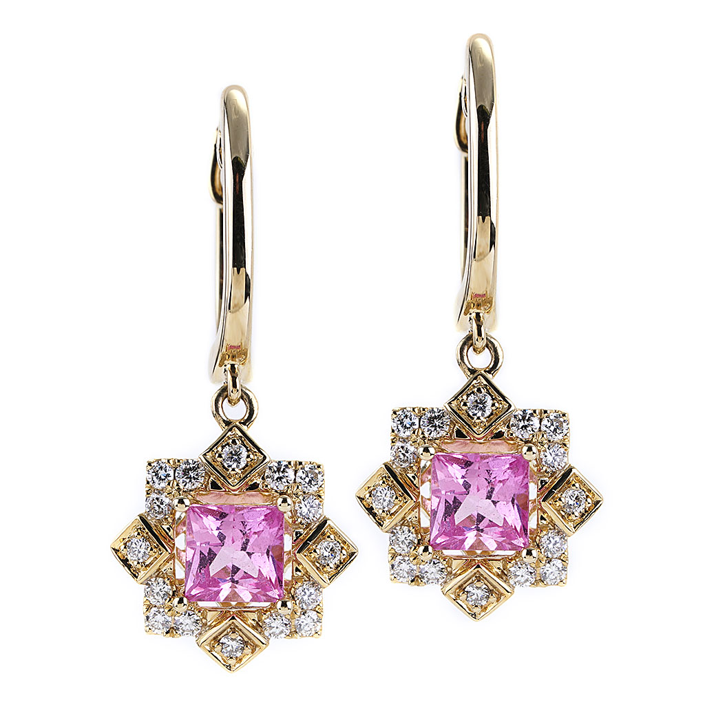 Pink flower dangle earrings – Eight Acorns Floral Preservation