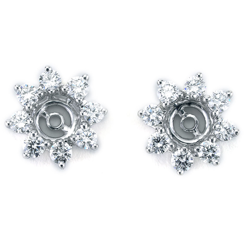 18K White Gold Diamond Halo Earring Jackets, 0.65CT, Diamond Studs Not –  Sziro Jewelry