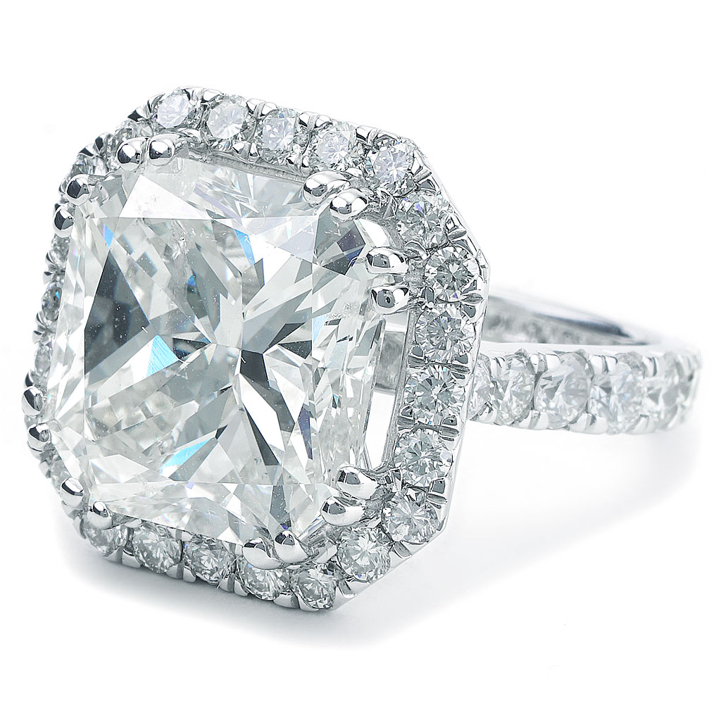 11.31 CT Radiant Center Halo Engagement Ring In Platinum | New York ...