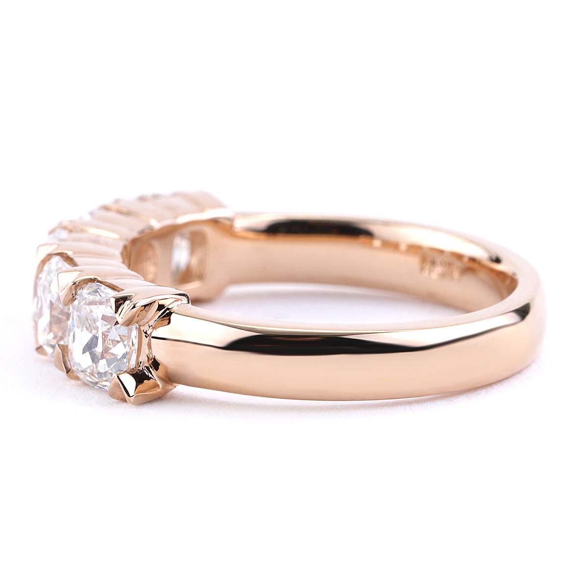 2.10 CTTW Five Cushion Cut Diamond Band in Rose Gold