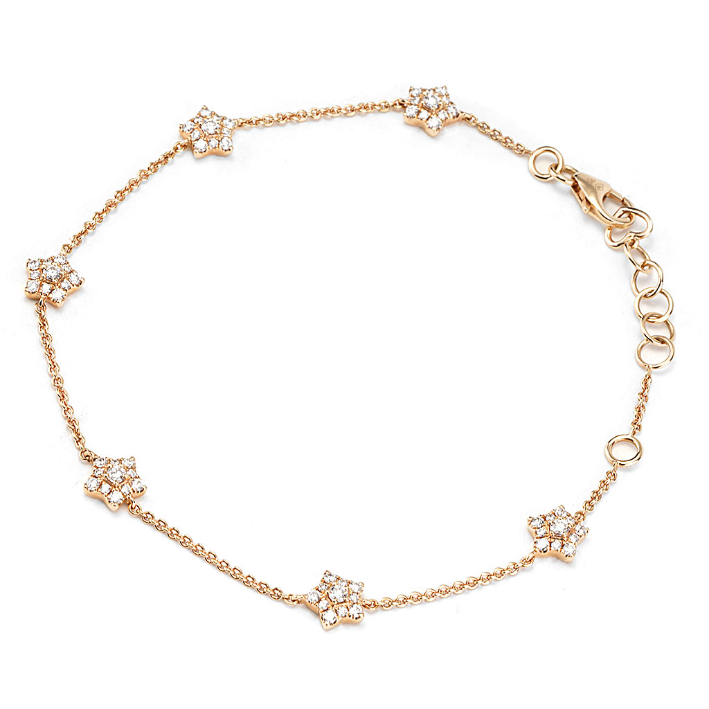 Pave Diamond Star Station Bracelet in Rose Gold | New York Jewelers Chicago