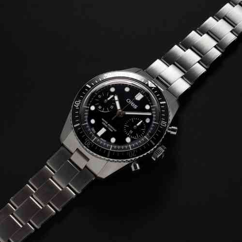 Oris Divers Sixty Five Chronograph Black Dial Stainless Steel Band