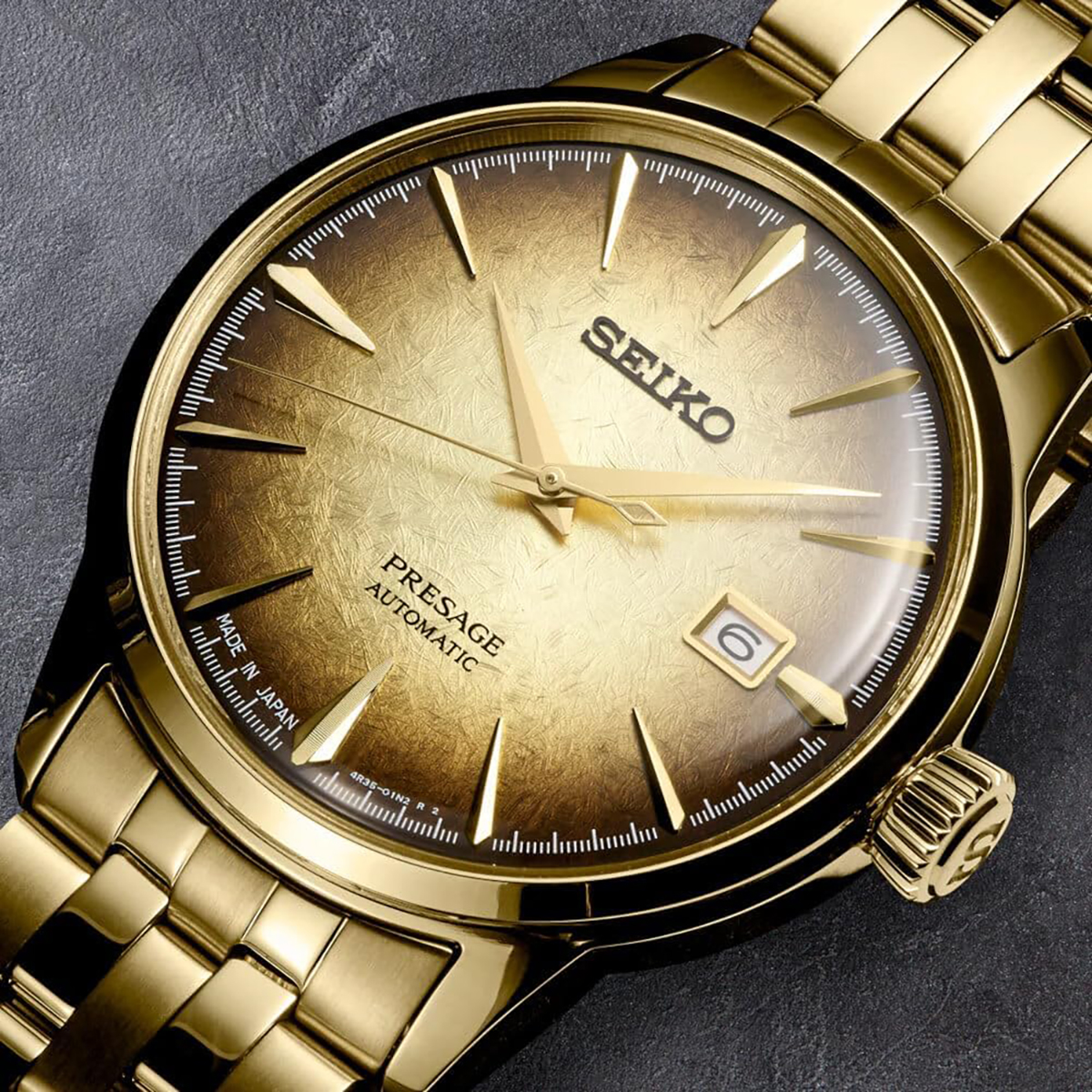Seiko Presage Cocktail Time Half and Half Dial Gold PVD Bracelet