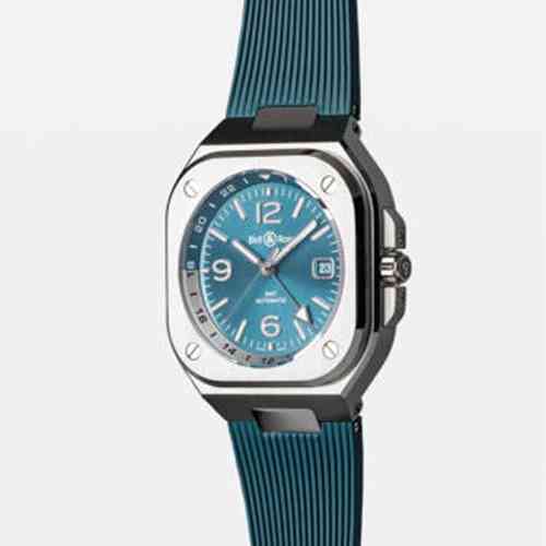 Bell Ross BR 05 GMT Sky Blue Rubber Strap New York Jewelers