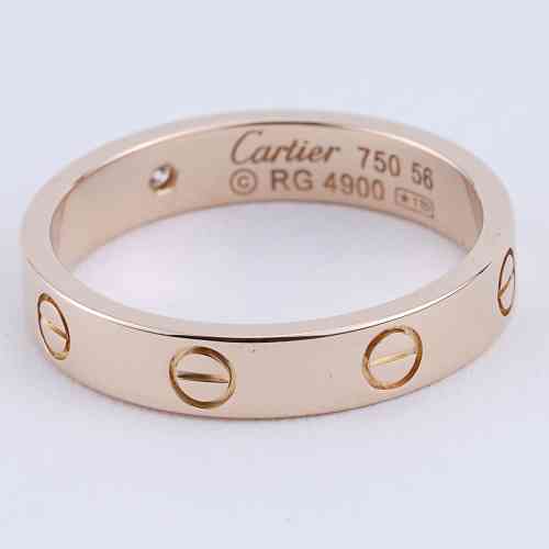 Cartier Love Collection Ring Rose Gold Size 56 One Diamond | New