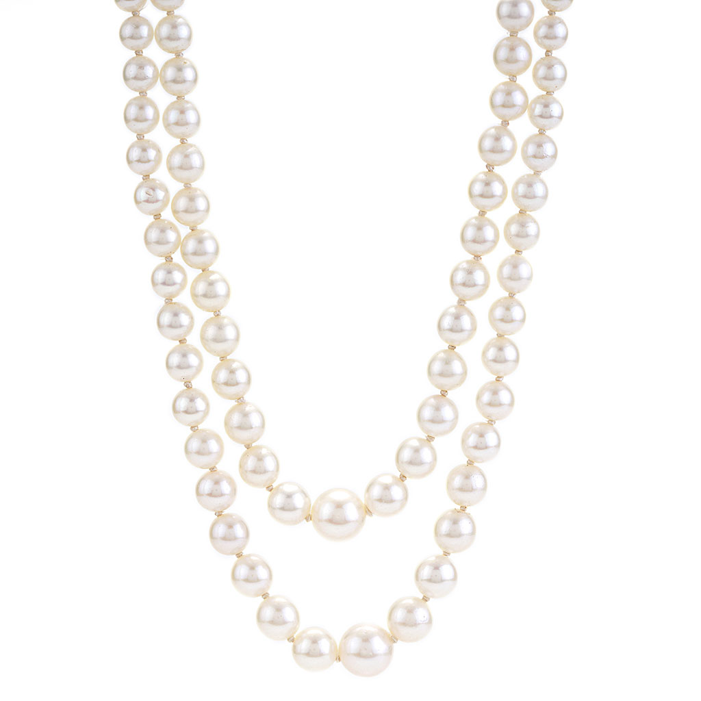 Mikimoto 25 Graduated Pearl Strand with 18K White Gold Diamond