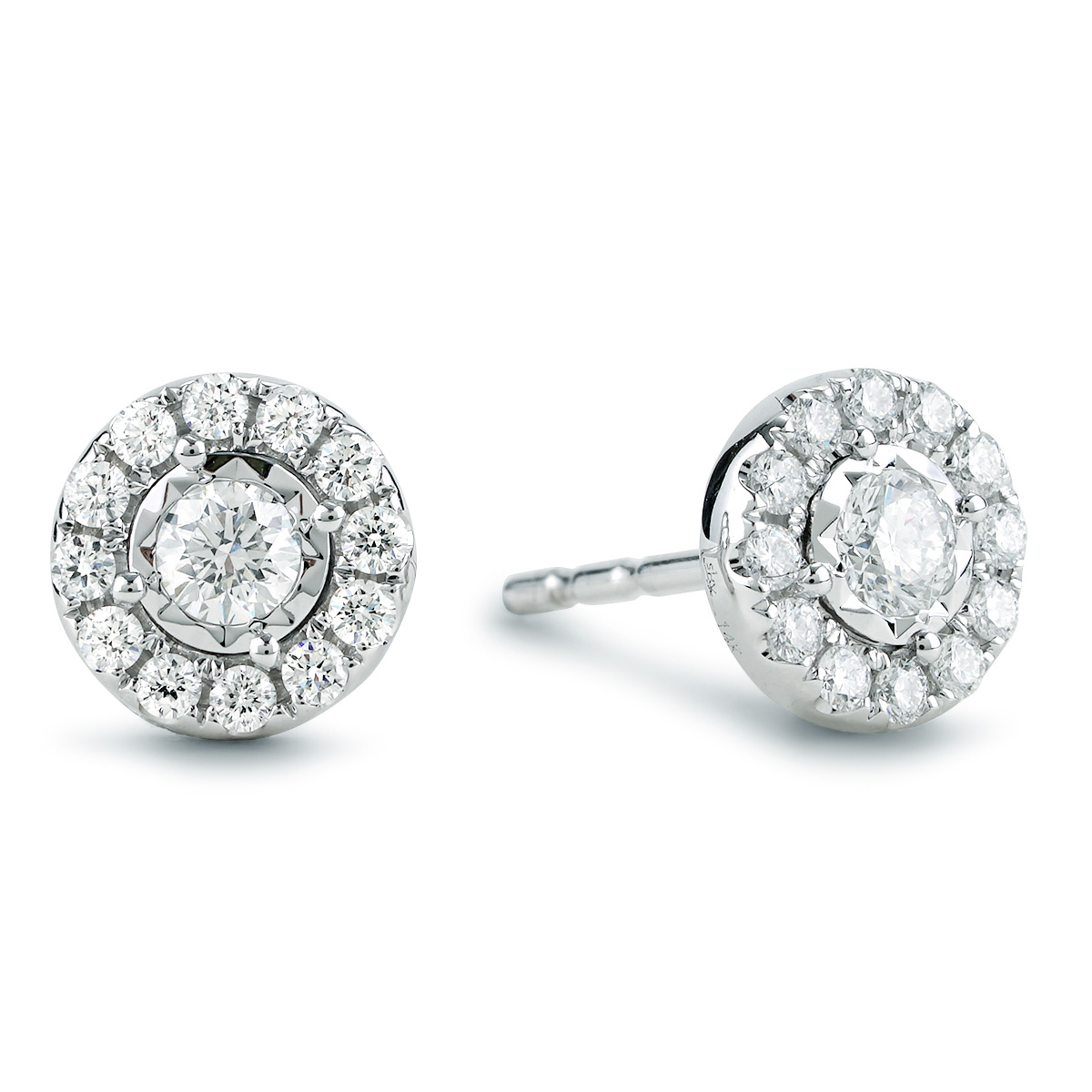 White gold round stud earrings sales
