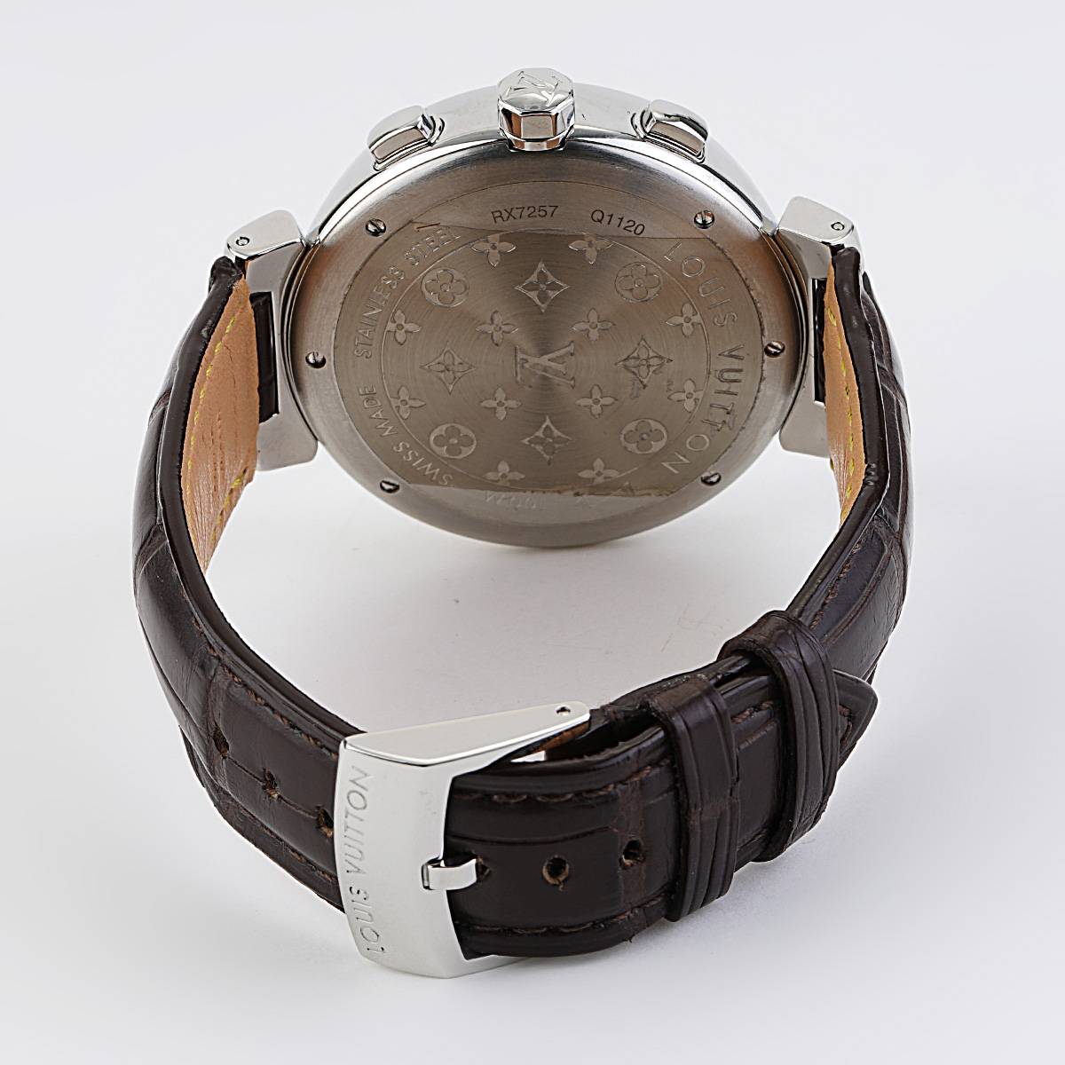Louis Vuitton Tambour Q1120 Chronograph Grey Dial Leather 41mm Circa 2007