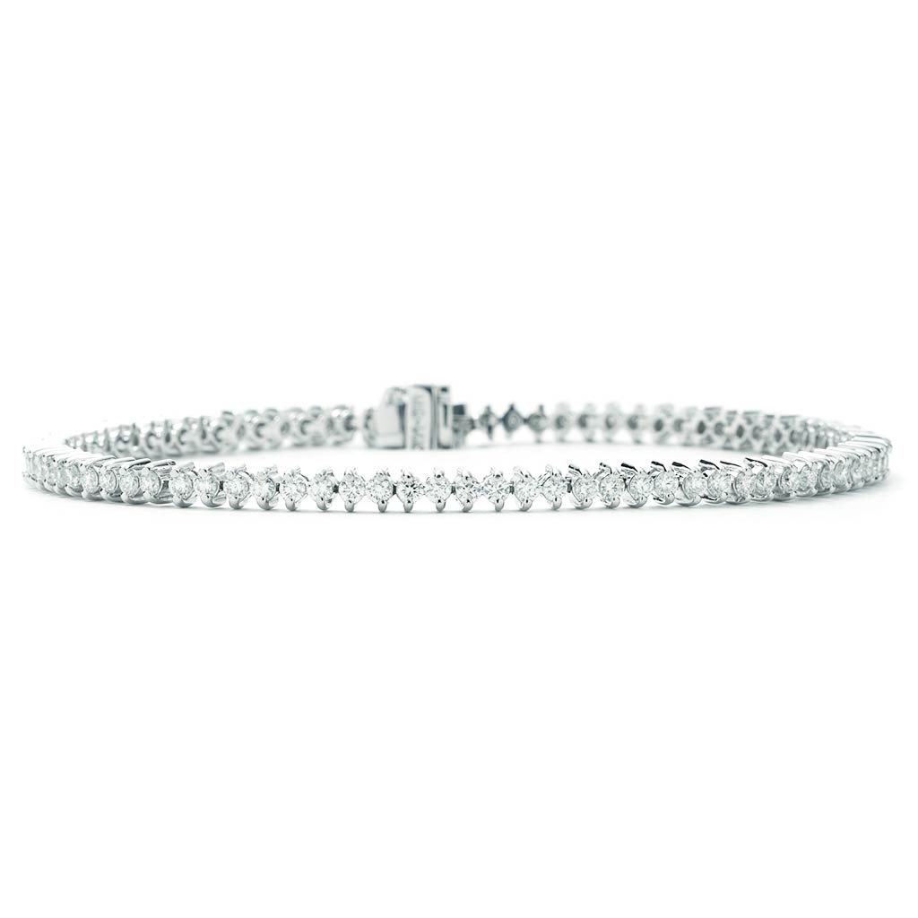 Round Diamond Straight Line Tennis Bracelet 2.18 CTTW White Gold | New ...