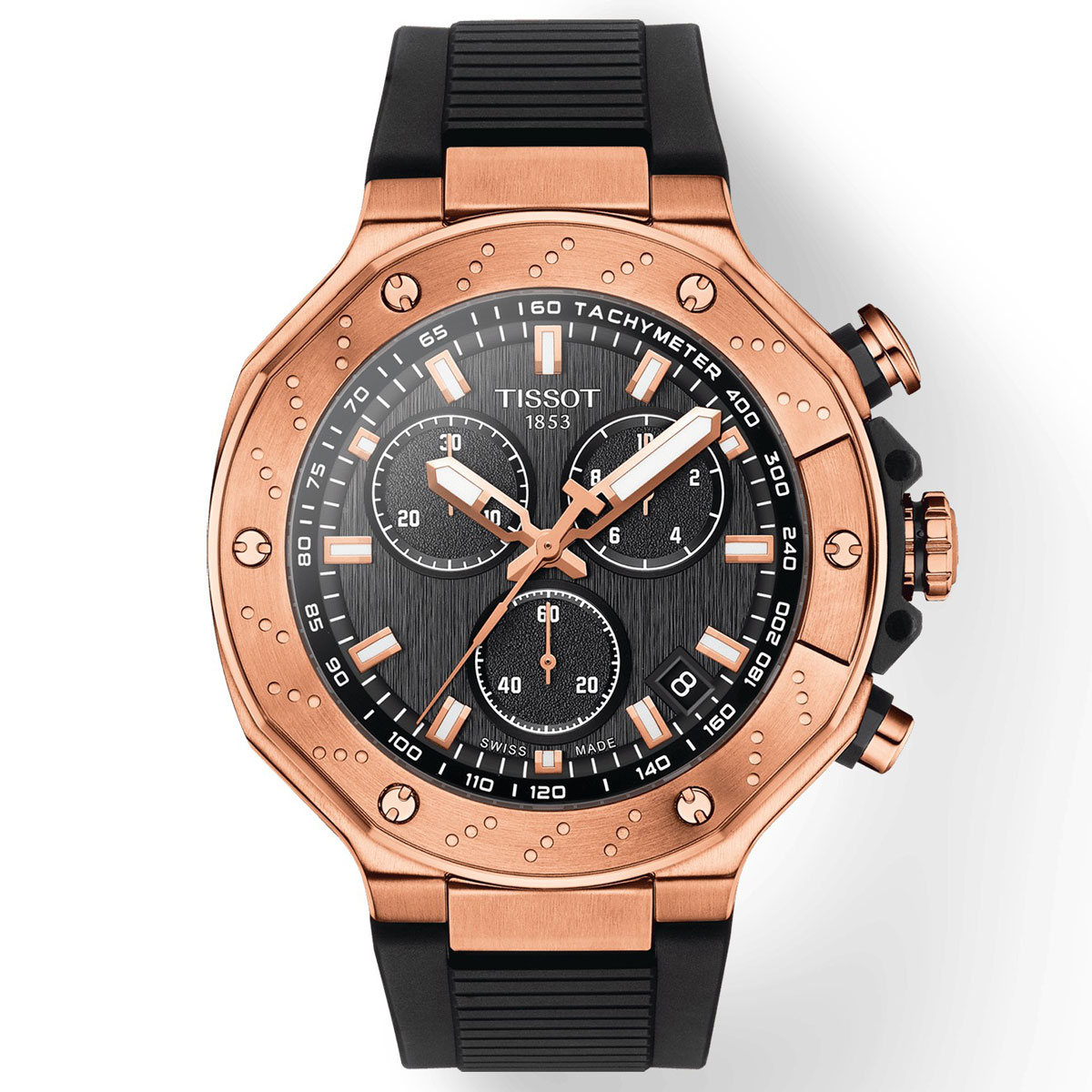 Tissot T-Race Chronograph Black Dial Rose Gold PVD | New York Jewelers ...