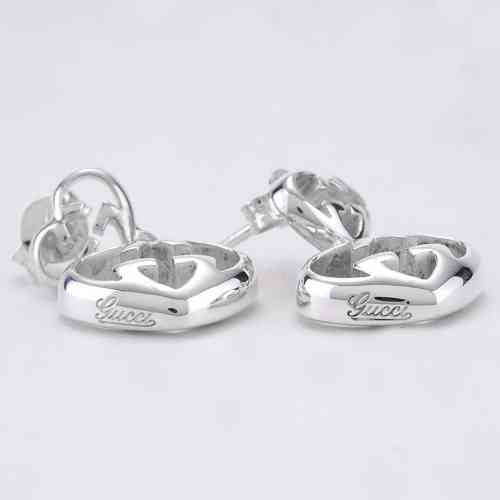 NEW Gucci GG Logo Britt Hoop Earrings in Light Silver