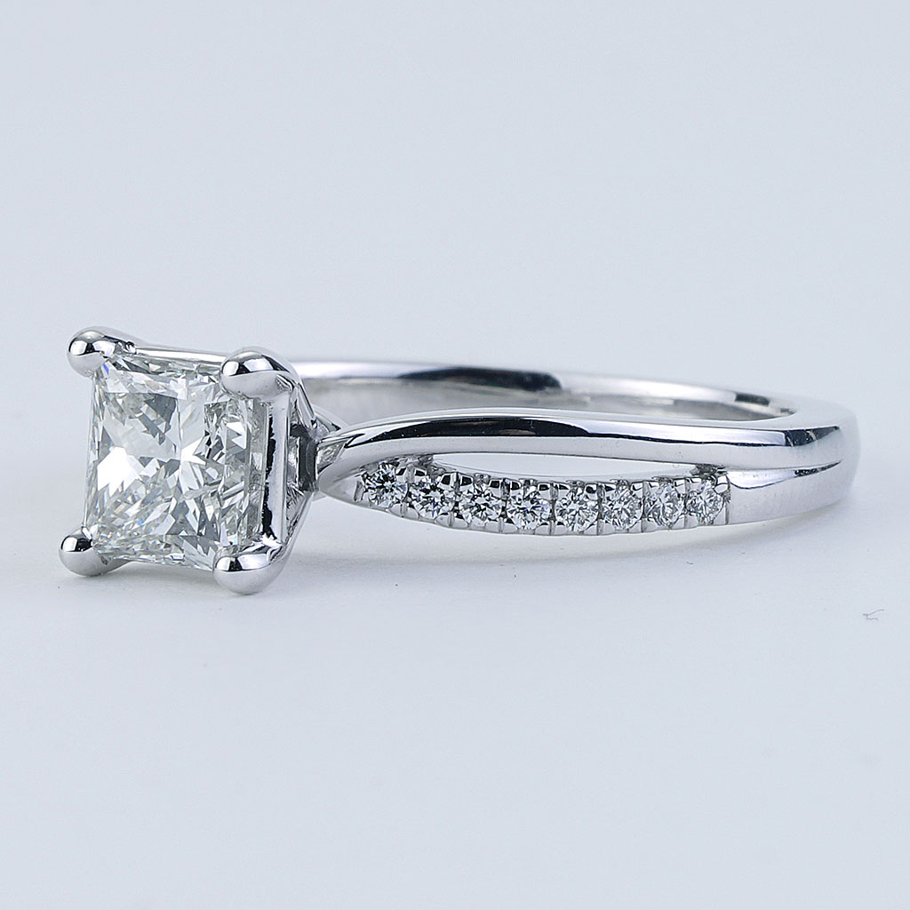 1.11 CTTW Princess Center Curved Split Shank Diamond Engagement Ring in ...