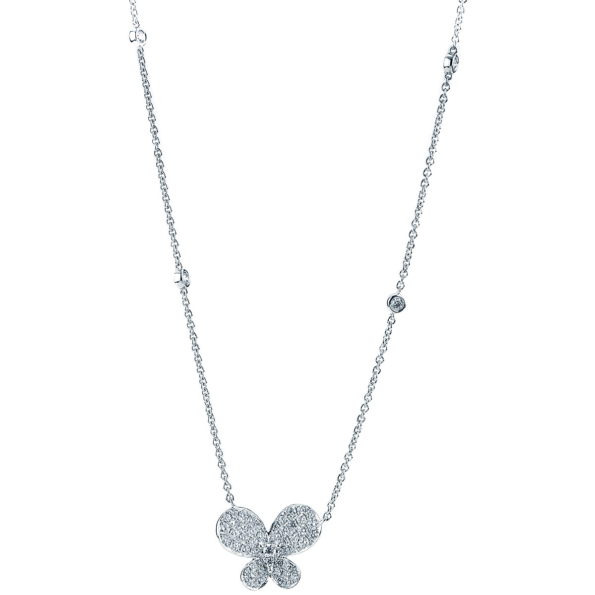 White gold sale diamond butterfly necklace