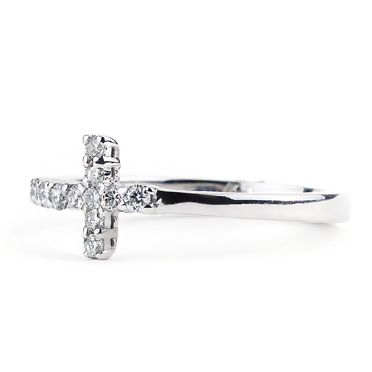 Diamond Cross Ring in White Gold | New York Jewelers Chicago