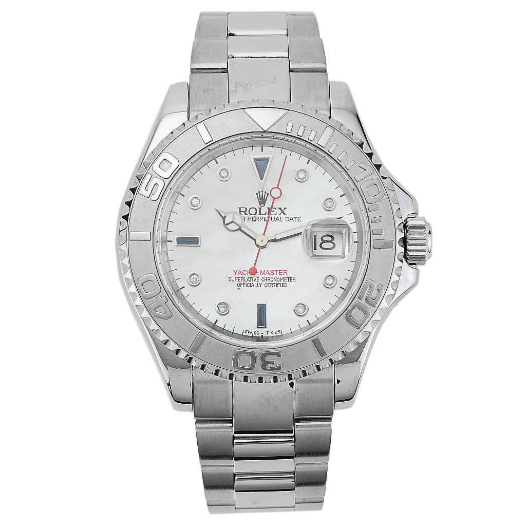 Rolex Yachtmaster 40mm Mother of Pearl Dial with Diamonds and Sapphires ...
