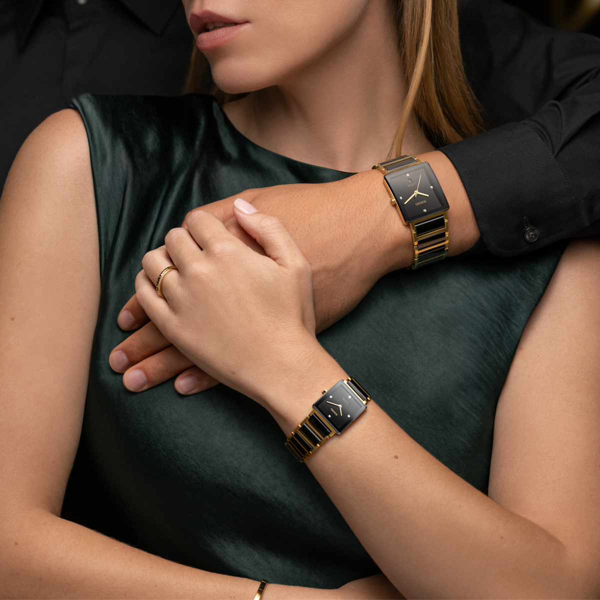 Rado Integral Diamonds Gold and Black Ceramic Band | New York