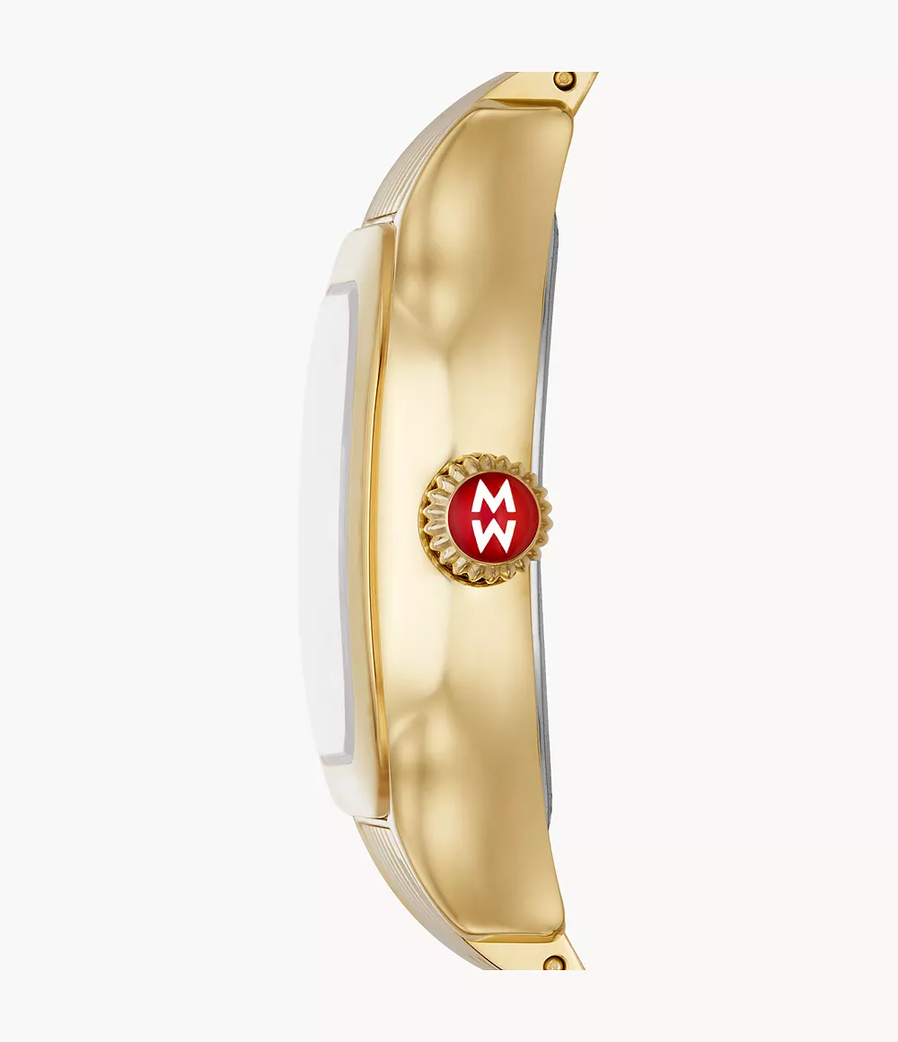 Michele Meggie High Shine Gold Mirror Diamond Dial Gold Tone Bracelet New York Jewelers Chicago