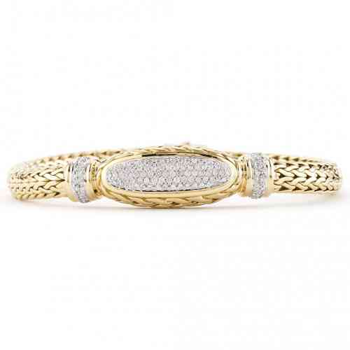 John Hardy 18K Yellow Gold Pave Diamond Classic Chain