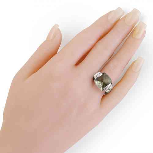 David Yurman Cable Cushion Prasiolite and Diamond Accent Sterling