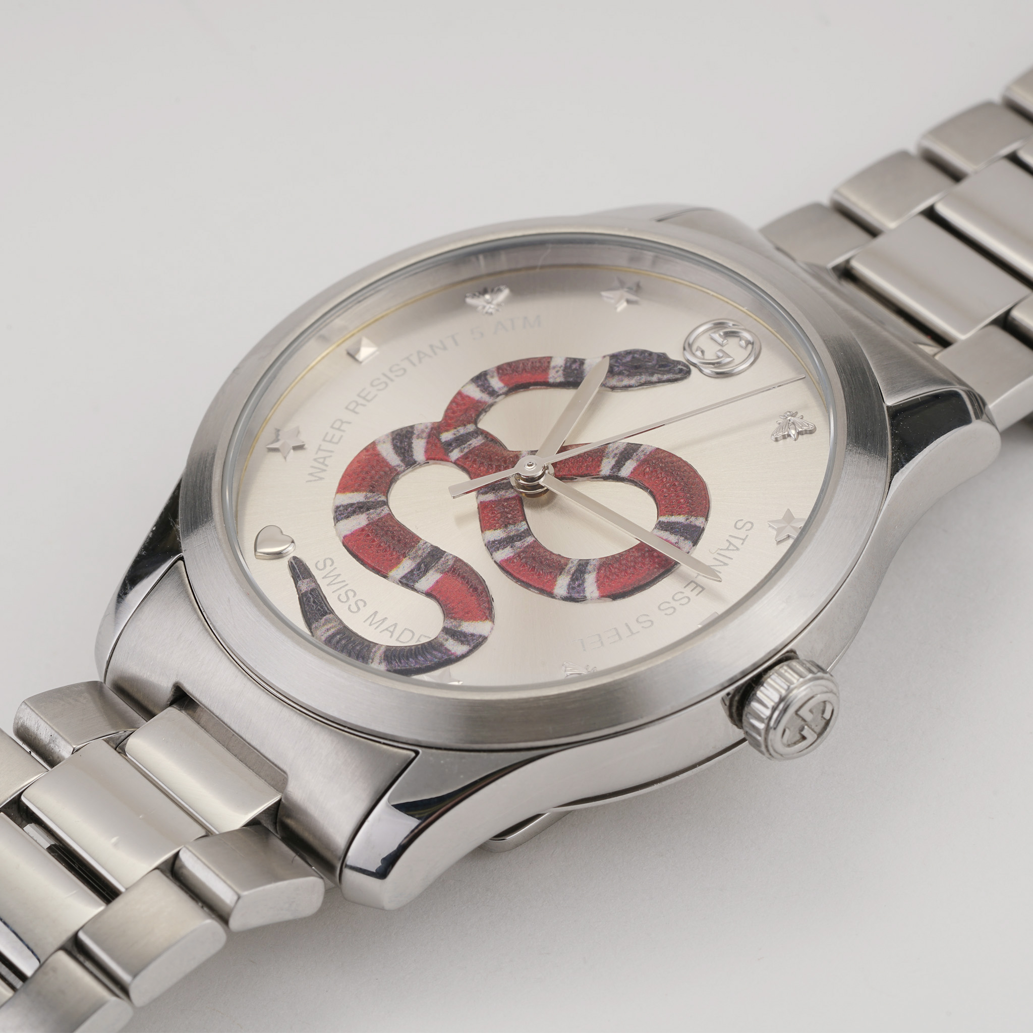 Stainless Steel Gucci Watch Snake Face Gucci G Timeless Snake