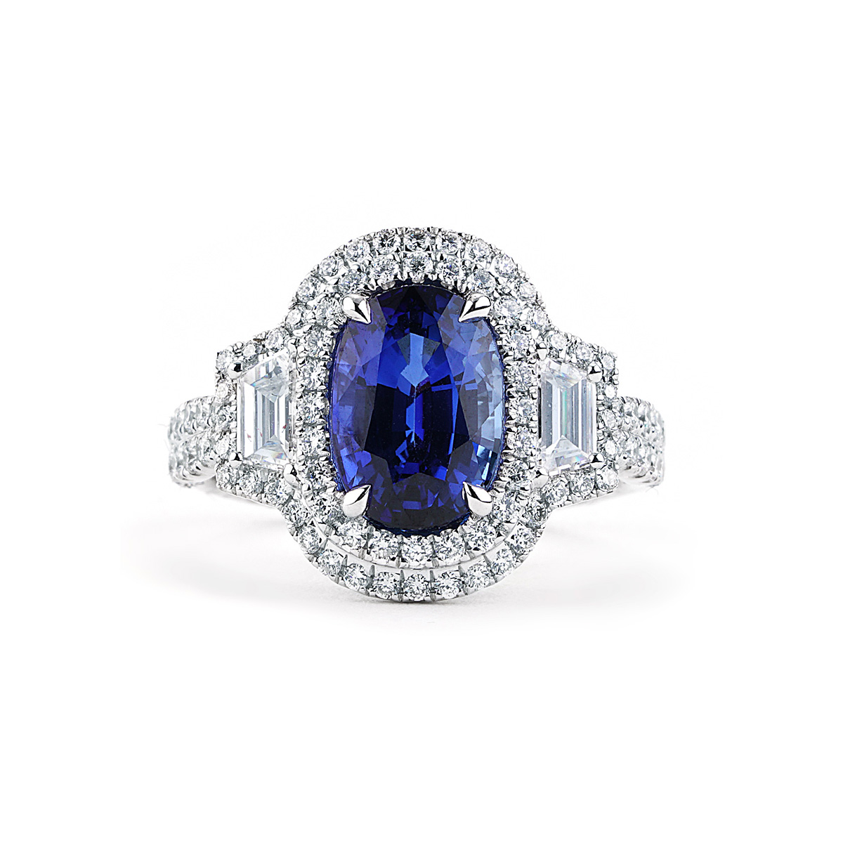 1.00ct Oval Sapphire & Diamond Three Stone Platinum Ring – Bow & Co  Jewellery Ltd