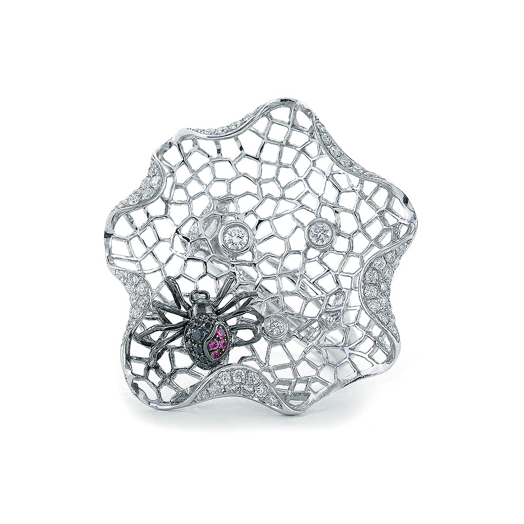 Palmiero Black and White Diamond Spiderweb Ring — DeWitt's Diamond