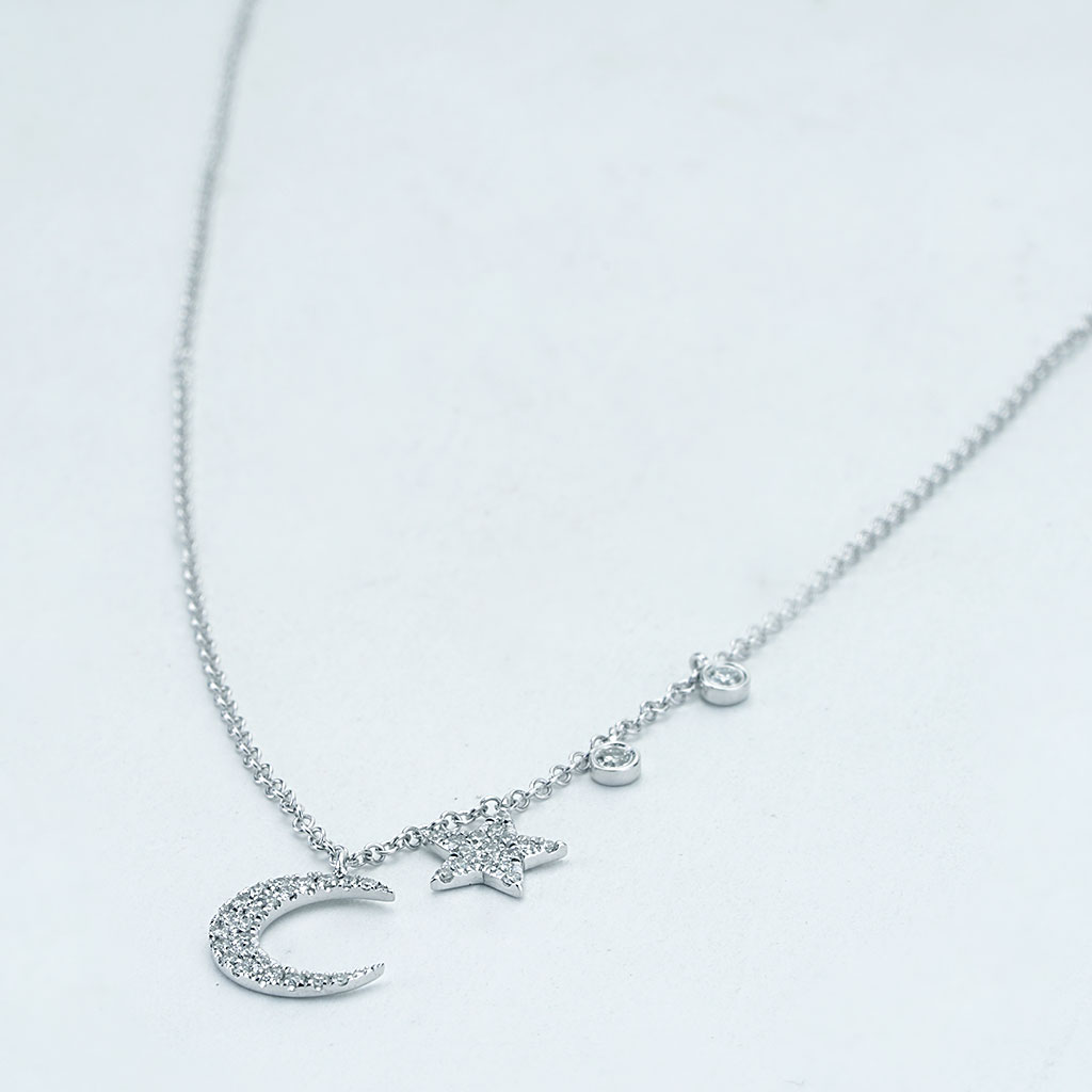 Star and Moon Necklace 1/20 ct tw Diamonds Sterling Silver | Kay