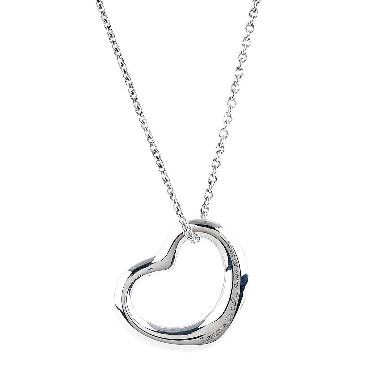 tiffany co elsa peretti open heart necklace in silver small size 22 mm 13922 237