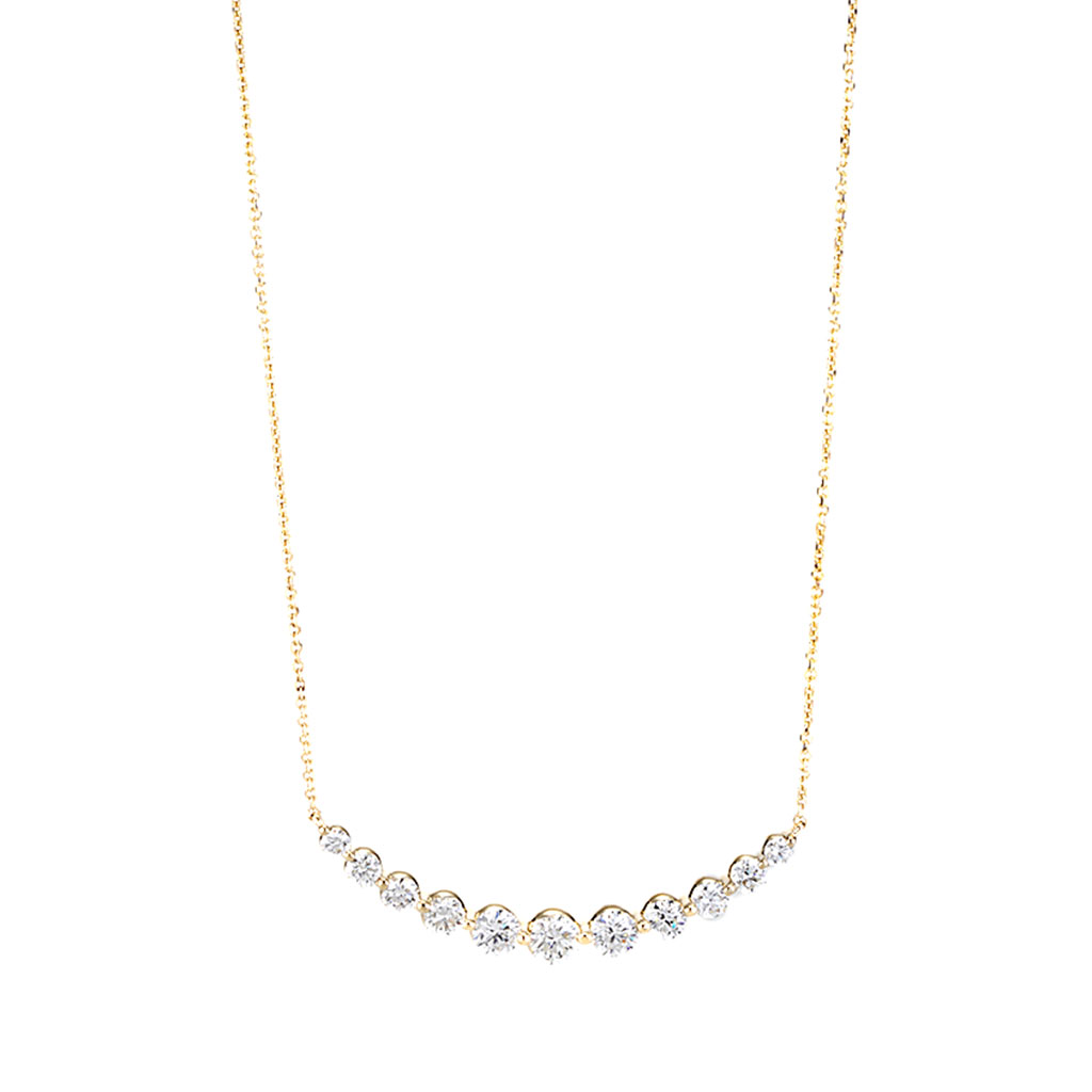Curved Single Prong Diamond Bar Necklace Yellow Gold | New York ...