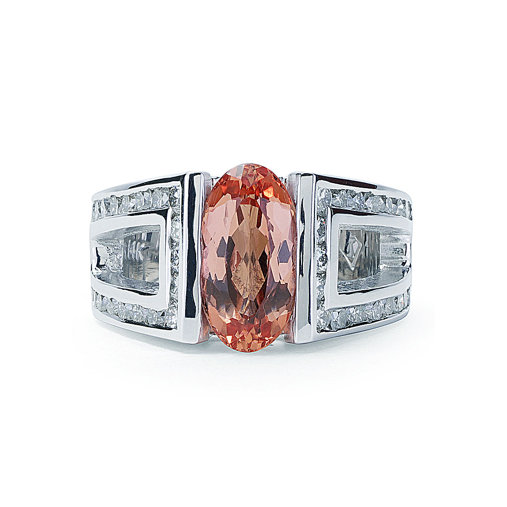 Ambtenaren Pence Posters Imperial Topaz and Diamond Split Shank Ring in White Gold | New York  Jewelers Chicago