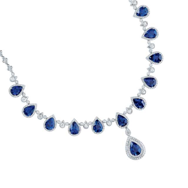 Blue Sapphire & Diamond Necklace