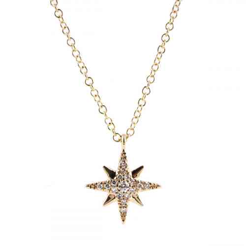 ネックレス・ペンダント Numbering Mini Triangle N-dia Pendant Necklace #2705 5BNY059 06 CTTW Diamond Petite North Star Pendant in Yellow Gold