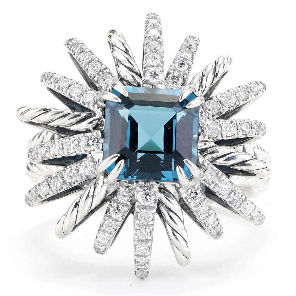 David Yurman Blue Topaz and Diamonds Starburst Collection Ring  New York  Jewelers Chicago