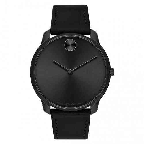 Movado Bold Thin Black Dial Black Leather Strap New York