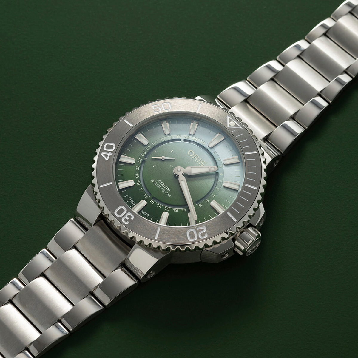 Oris Aquis Dat Watt II Limited Edition Green Dial Stainless Band