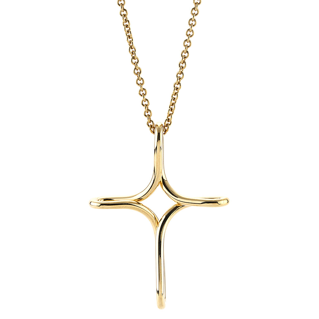TIFFANY & Co. Elsa Peretti 18K Gold .20ct Diamond Cross Pendant Necklace |  eBay