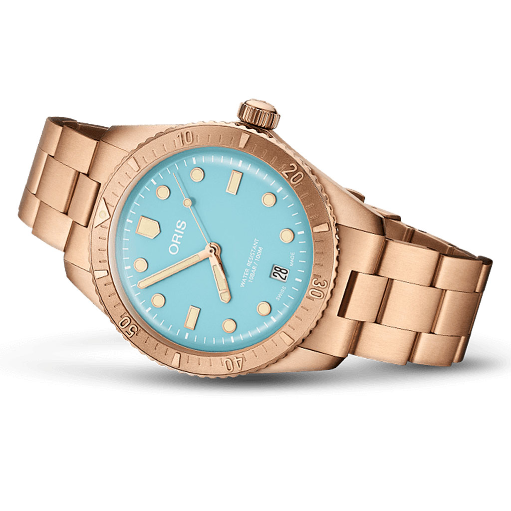 Bronze Bracelet Wrist Watch with Sparkling Non Precious Diamonds