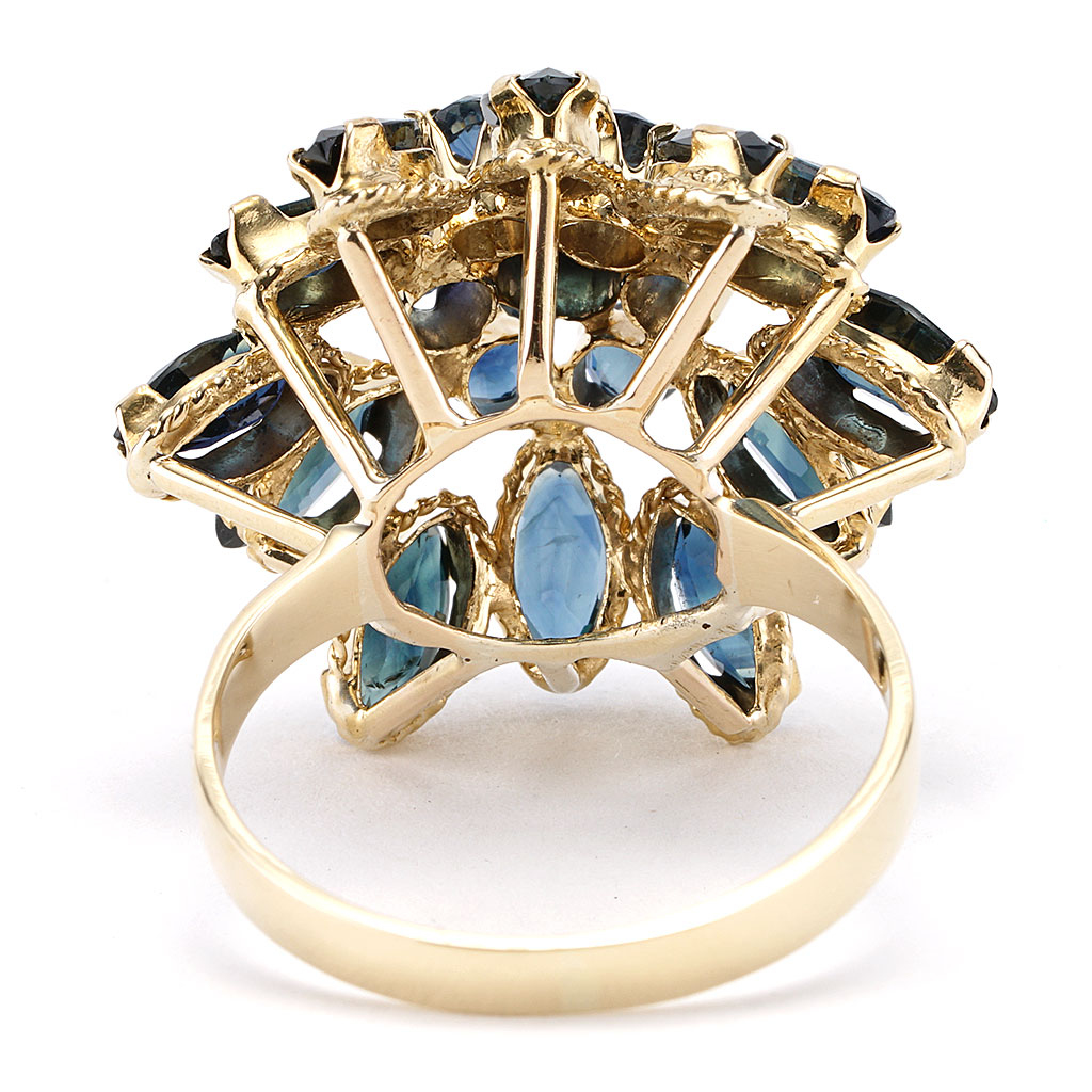 Turquoise Cocktail Ring Blue Rhinestones Starburst Ring 