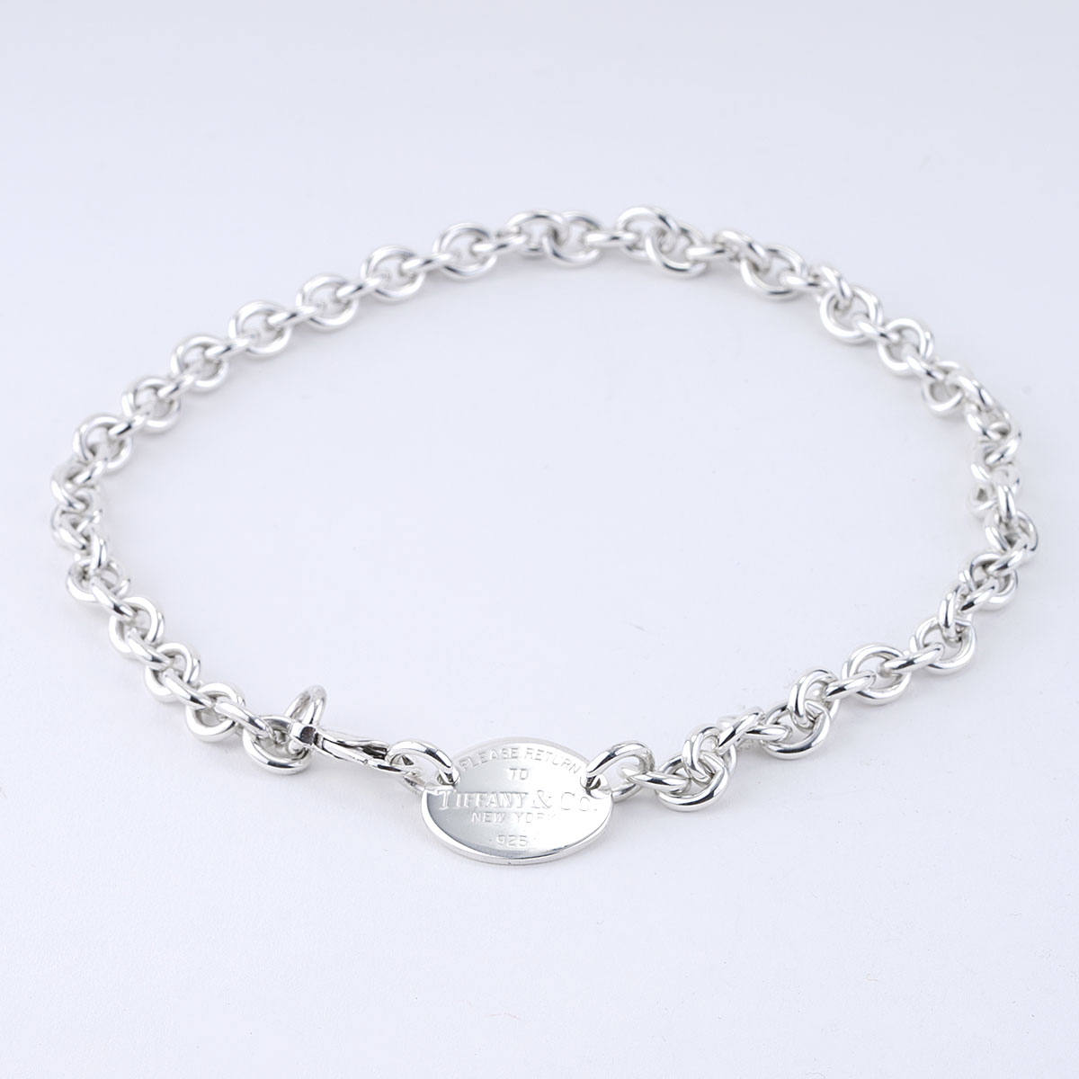 return to tiffany co oval tag choker necklace in silver 13347 79