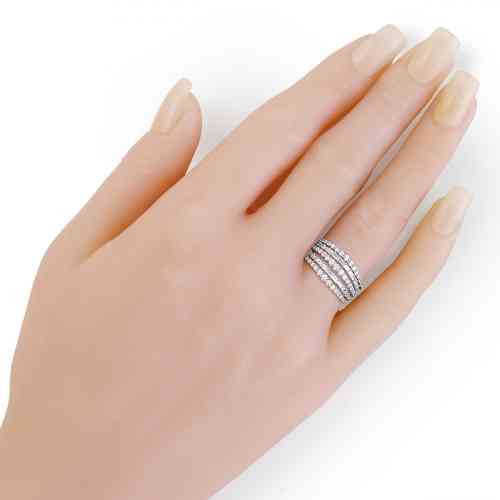 1.22 CTTW Five Row Round and Baguette Diamond Ring in White 1.22 CTTW Five Row Round and Baguette Diamond Ring in White